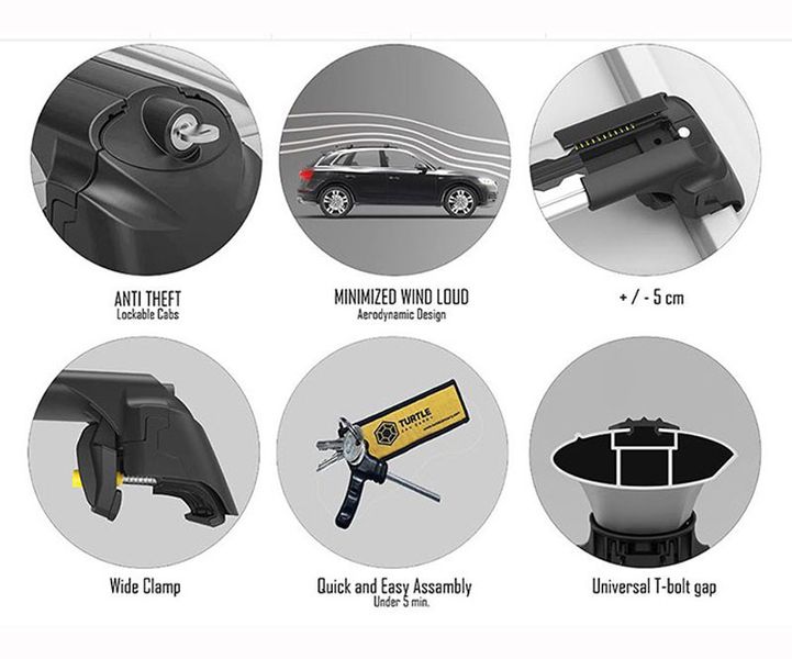 Багажник на крышу Audi Q5 2008- на интегрированные рейлинги серый Turtle TRTL-60020 фото